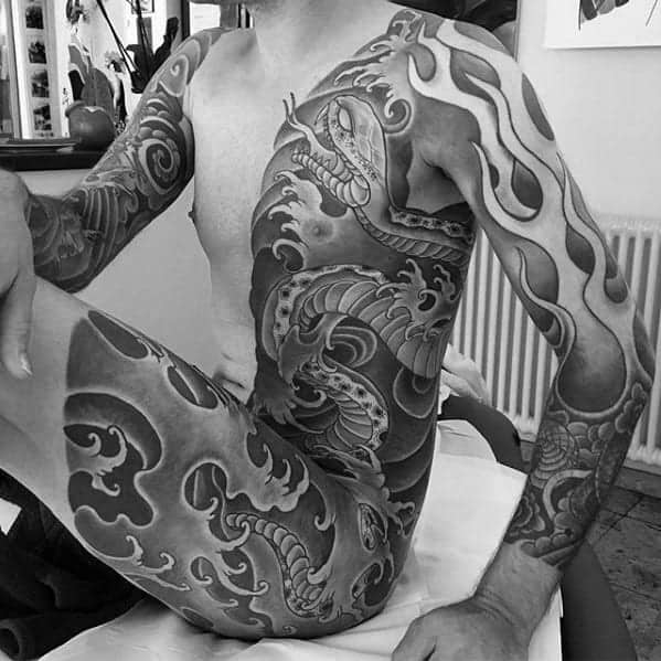 guys-half-body-tattoos-with-japanese-snake-design