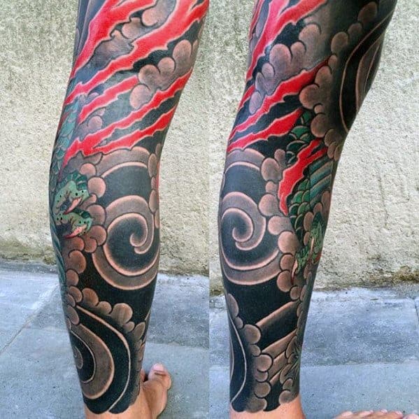 leg-sleeve-guys-japanese-cloud-tattoo-designs
