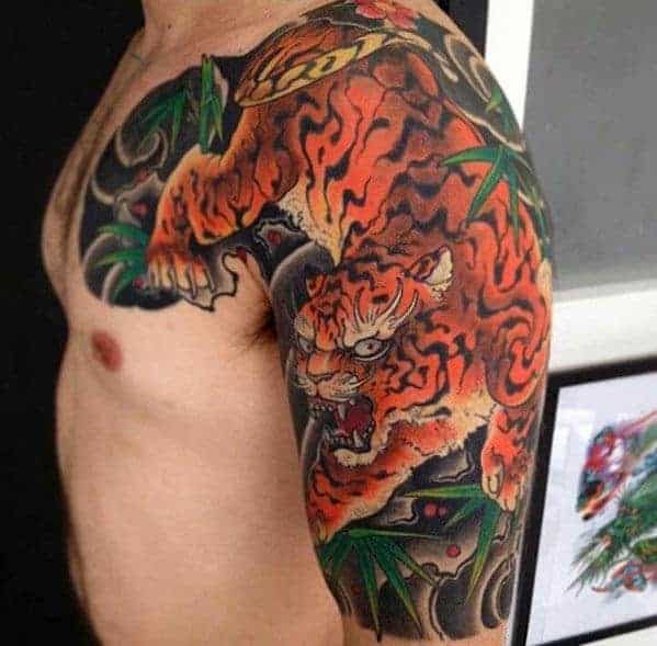 manly-half-sleeve-tiger-japanese-guys-traditional-tattoo